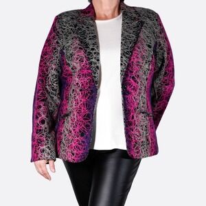 Erin London Art to Wear Blazer Fuchsia Purple Textured Statement Jacket 0X L NWT